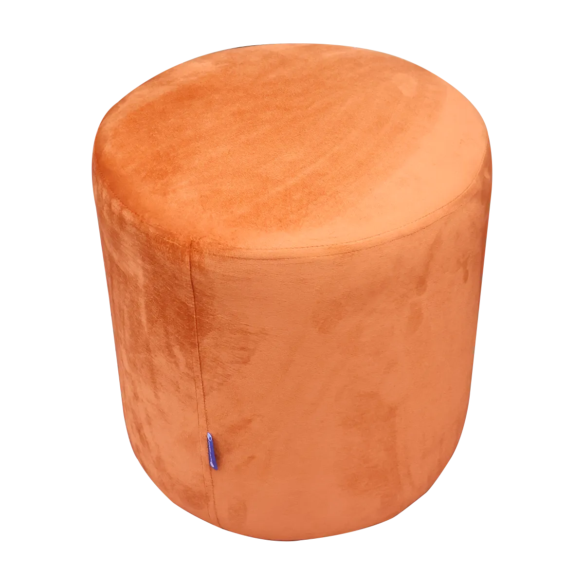 Pack Of 2 Sky & Orange Solid Upholstered Round Pouf For Home Decor