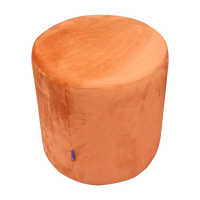 Pack Of 2 Sky & Orange Solid Upholstered Round Pouf For Home Decor