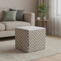 Zigzag Printed Square Pouf For Home Decor