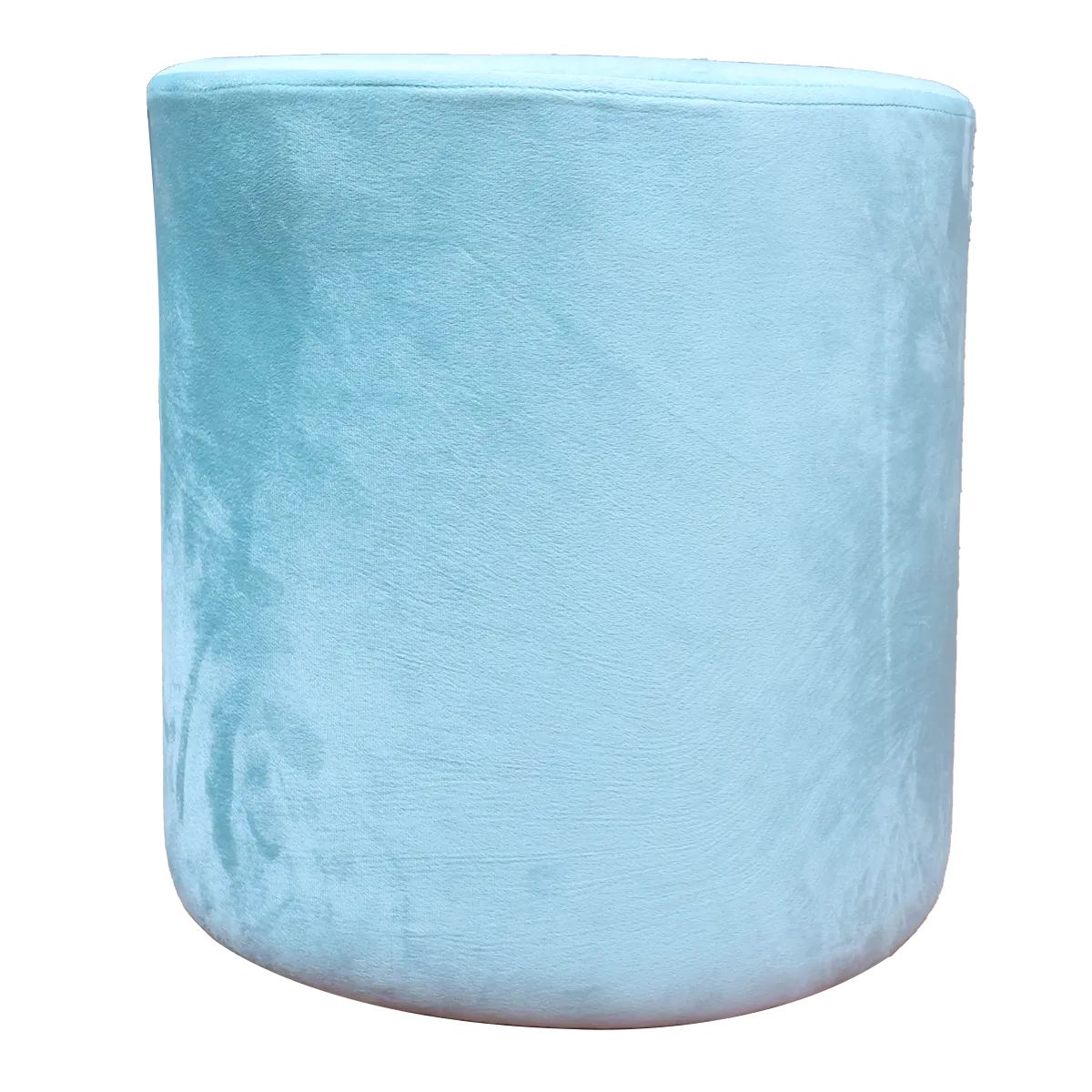 Solid Sky Blue Upholstered Round Pouf For Home Decor