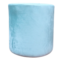 Solid Sky Blue Upholstered Round Pouf For Home Decor